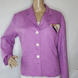 Chaps Lilac Linen Blazer SZ L